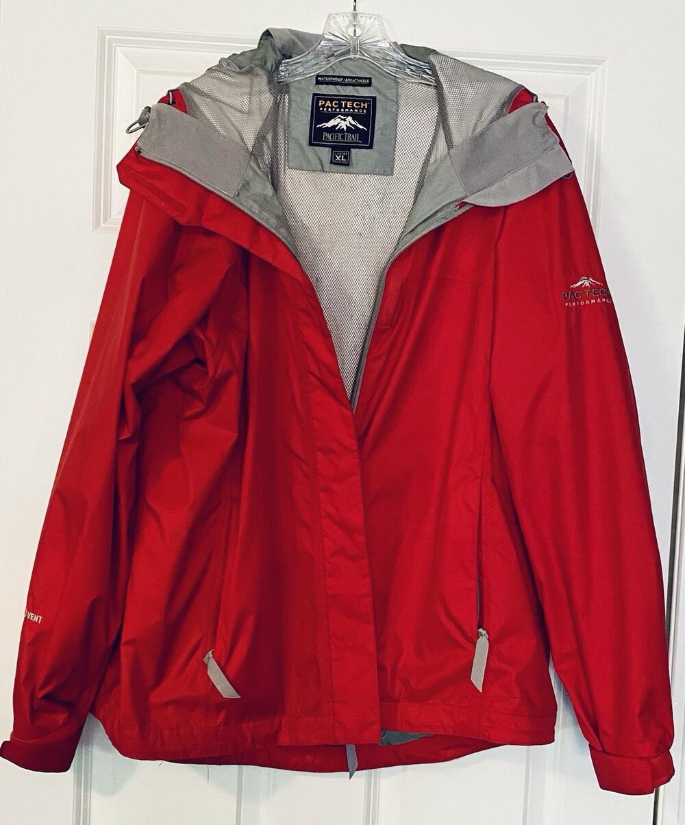 Pacific Trail Jacket Womens XL Red Zip Hooded Hydro Vent Pac Tech Performance